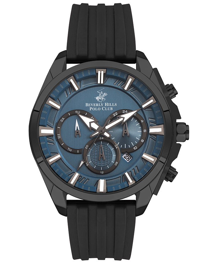 BEVERLY HILLS POLO CLUB Men's Multi Function Dark Blue 7699C Vpattern Dial Watch - Premium from shopiqat - Just $42.00! Shop now at shopiqat